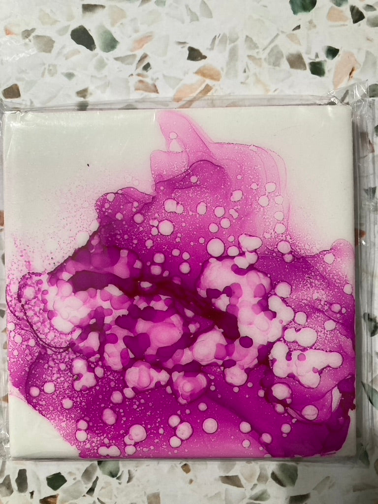 Pink Splatter Tile Coaster